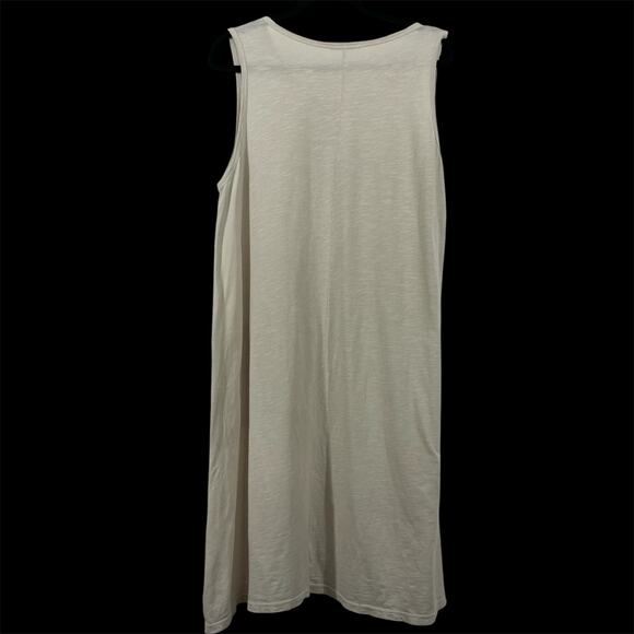 Angela Mara SZ L/XL Midi Asymmetrical Dress Cotton Linen Blend Minimalist Cream - Picture 2 of 6